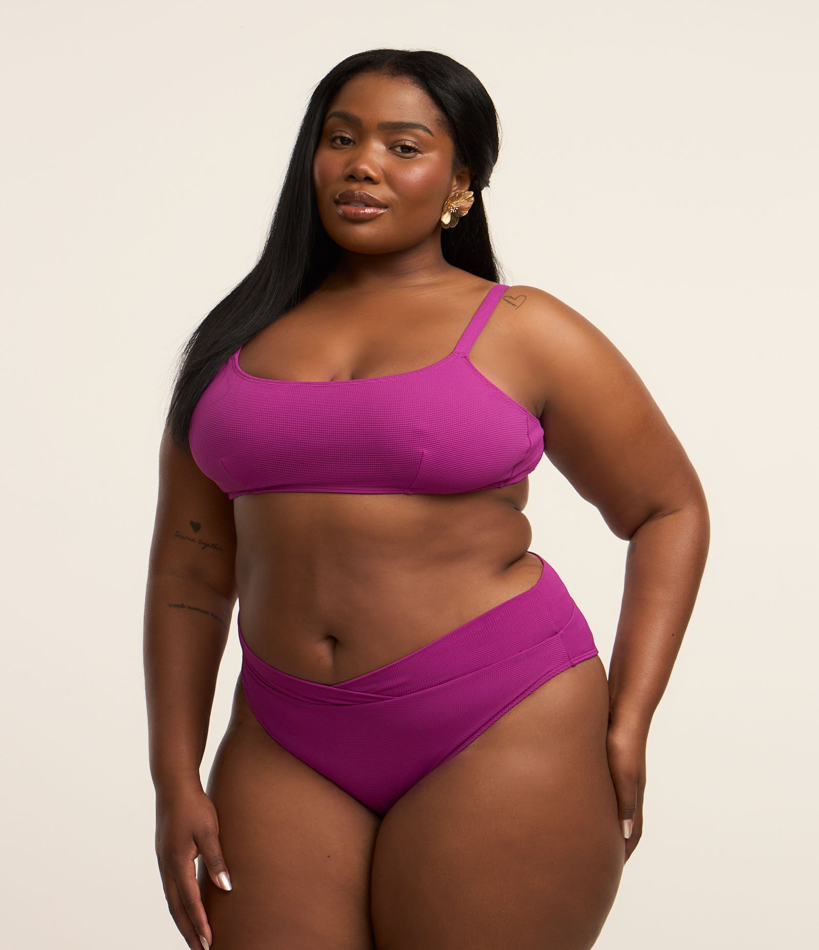 Biquíni Top Reto em Microfibra com Textura Curve & Plus Size Roxo 2