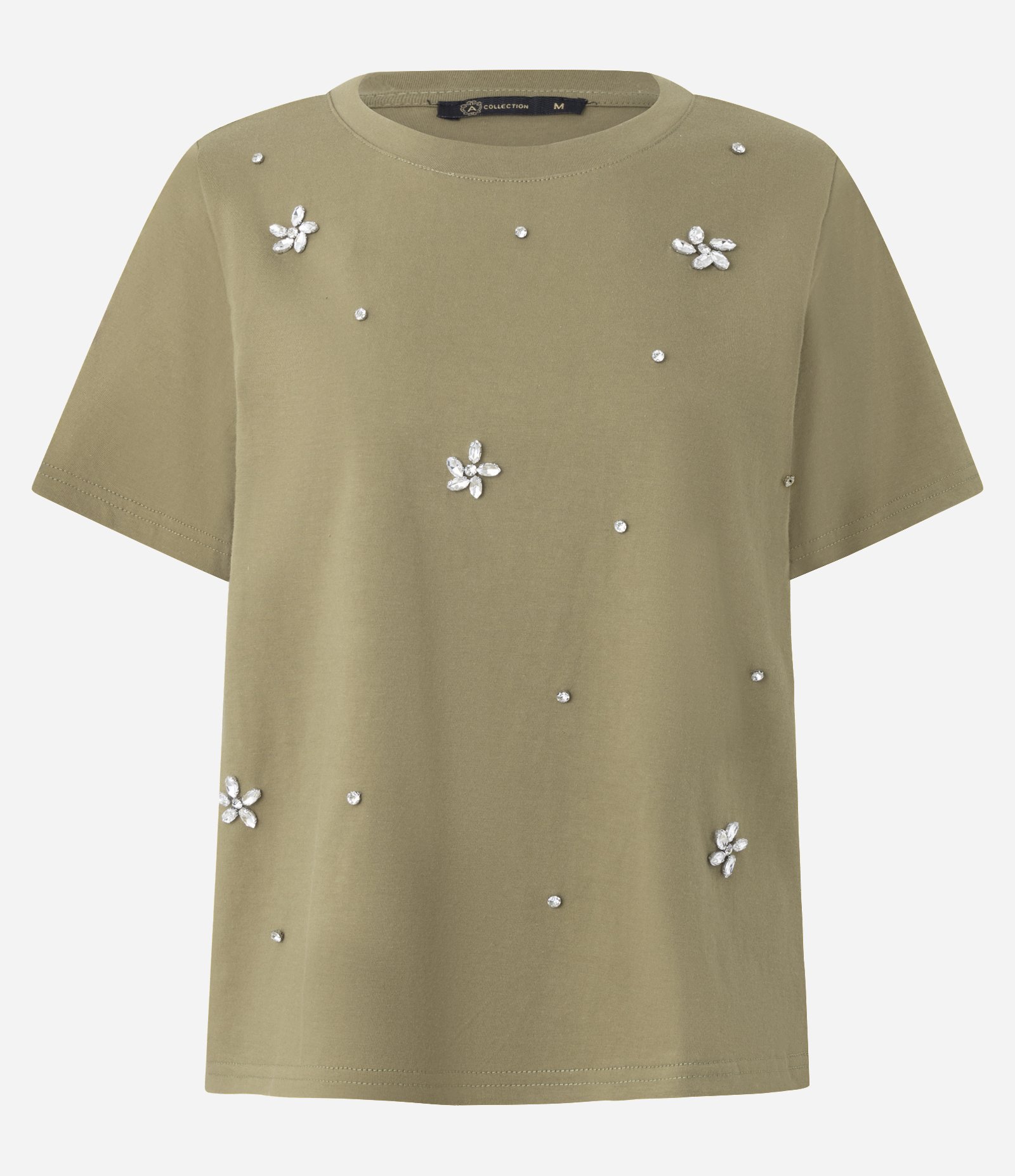 Blusa em Algodão com Flores de Strass Verde 5