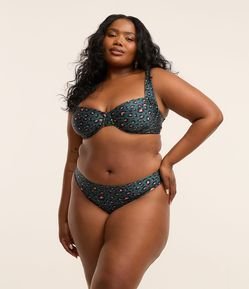 Calcinha Biquíni em Microfibra com Animal Print e Brilho Curve & Plus Size