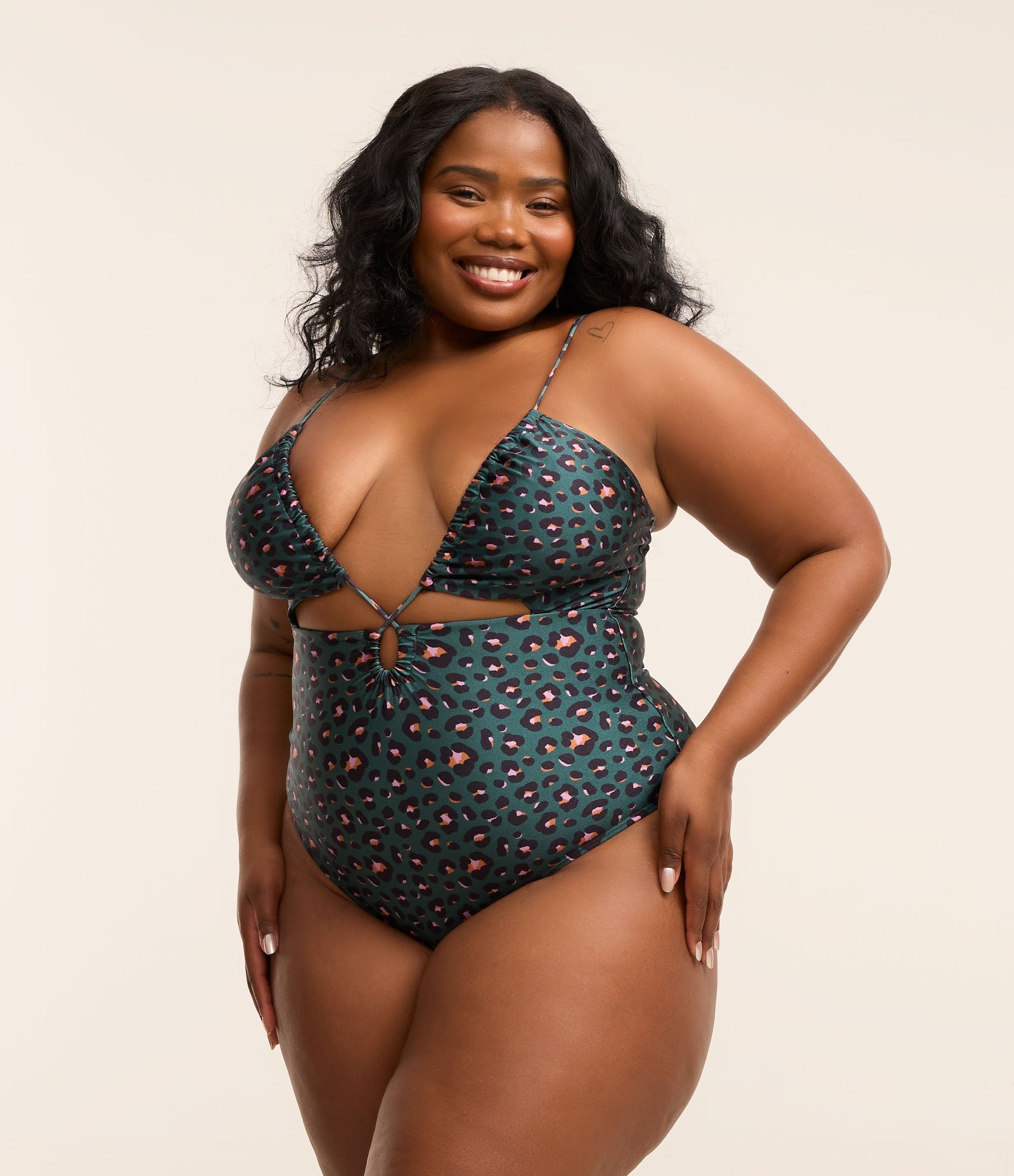 Maiô em Microfibra com Amarração e Estampa Animal Print Brilhosa Curve & Plus Size Azul 2