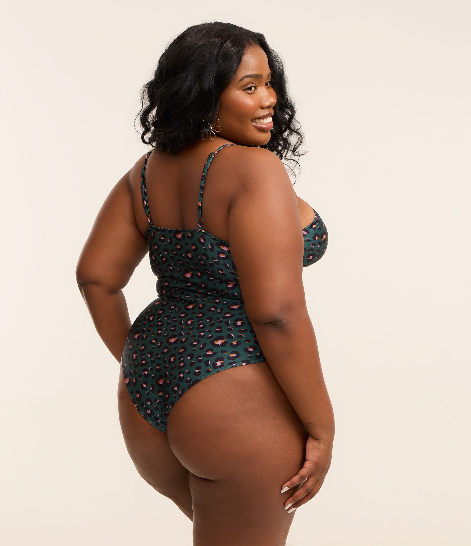 Maiô em Microfibra com Amarração e Estampa Animal Print Brilhosa Curve & Plus Size Azul 3