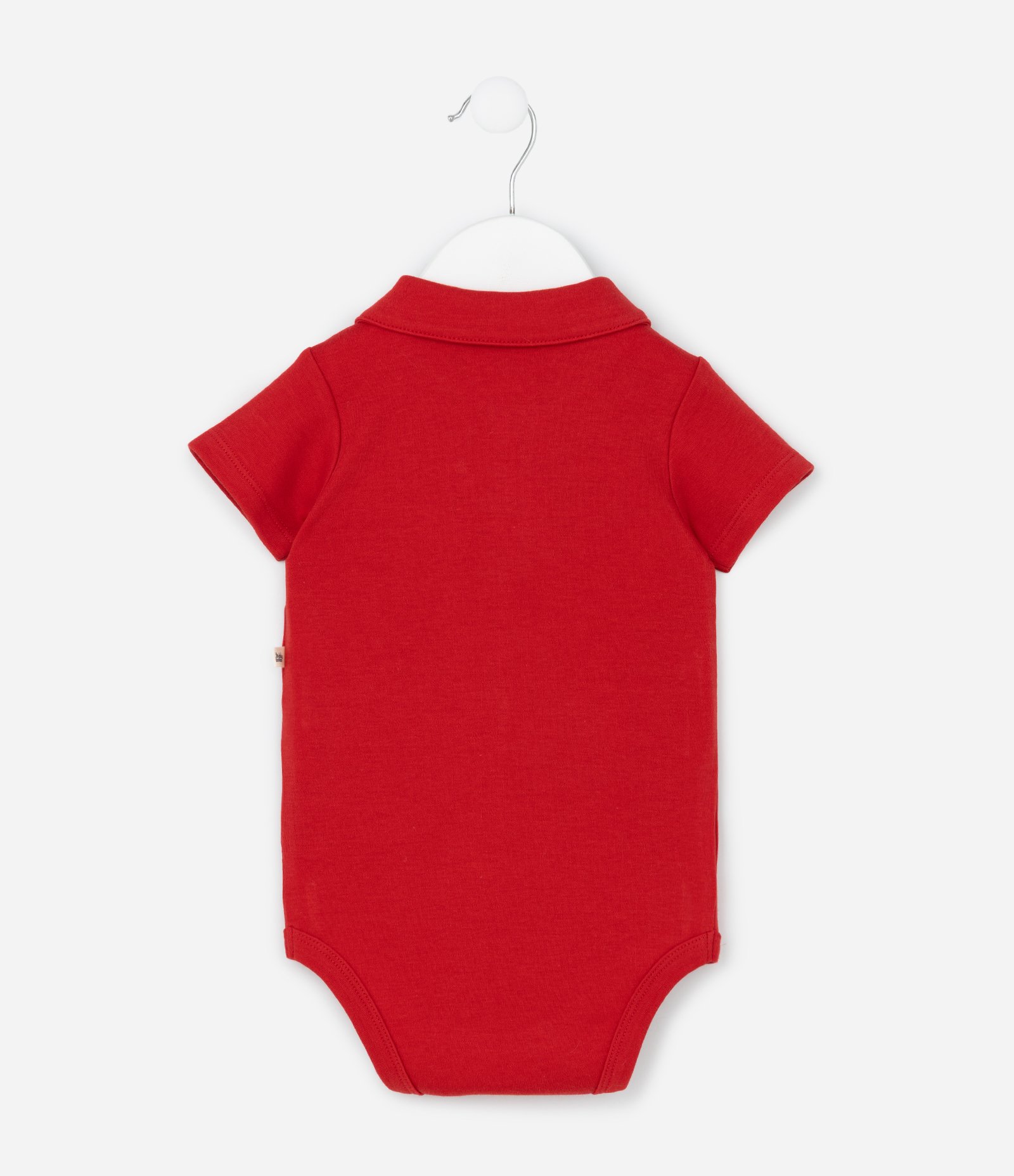 Body Curto Infantil com Gola Polo e Estampa Listrada - Tam 0 a 18 meses Vermelho 3