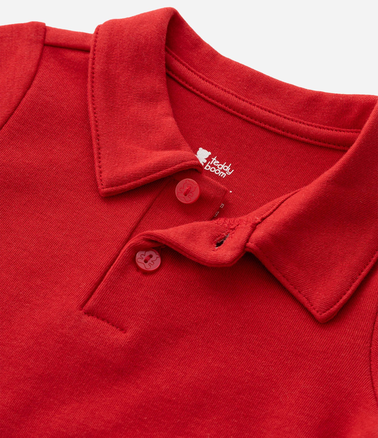 Body Curto Infantil com Gola Polo e Estampa Listrada - Tam 0 a 18 meses Vermelho 5