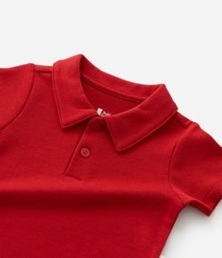 Body Curto Infantil com Gola Polo e Estampa Listrada - Tam 0 a 18 meses