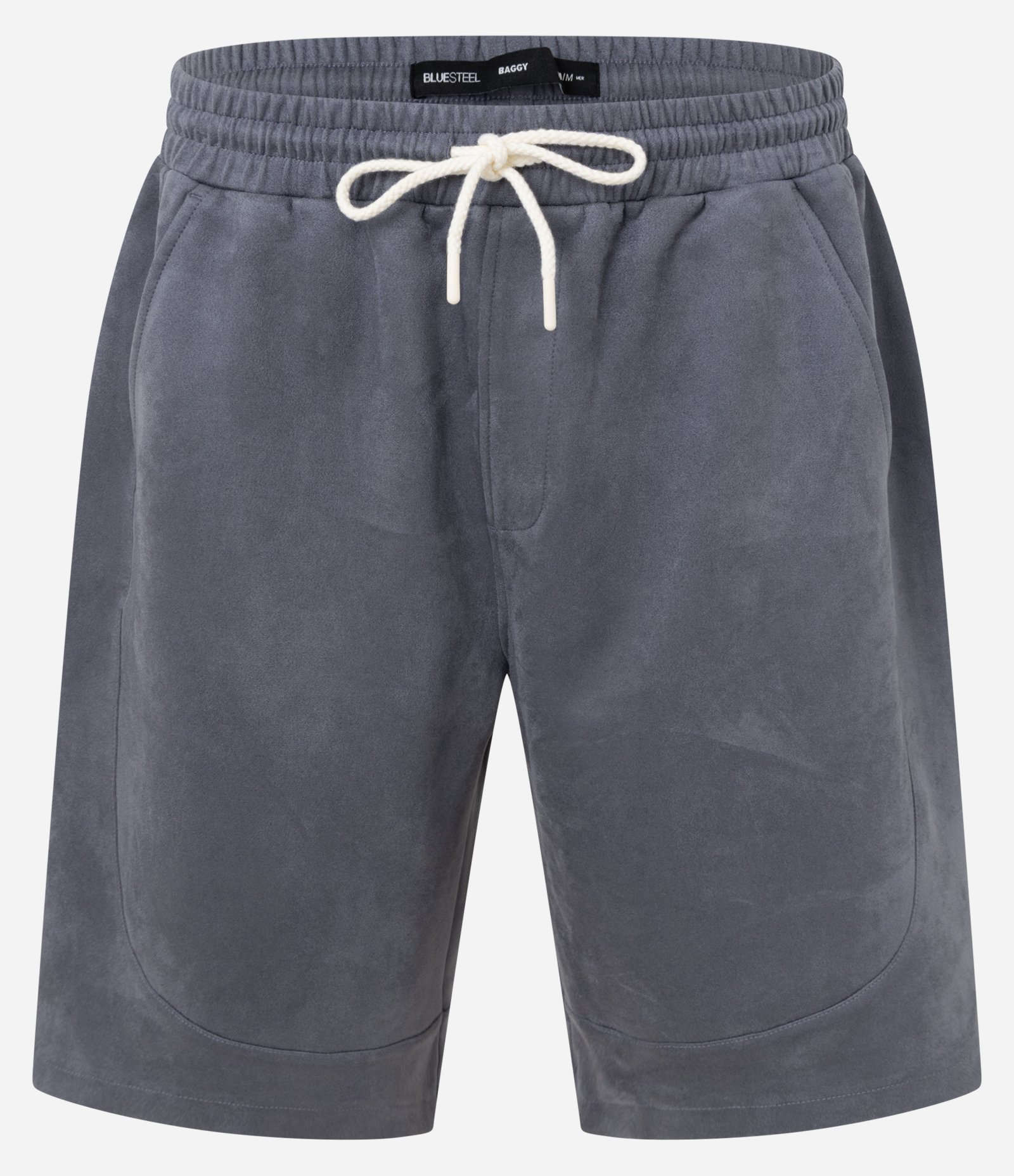 Bermuda Baggy em Suede com Detalhes em Recortes Cinza 5