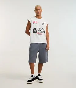 Bermuda Baggy em Suede com Detalhes em Recortes