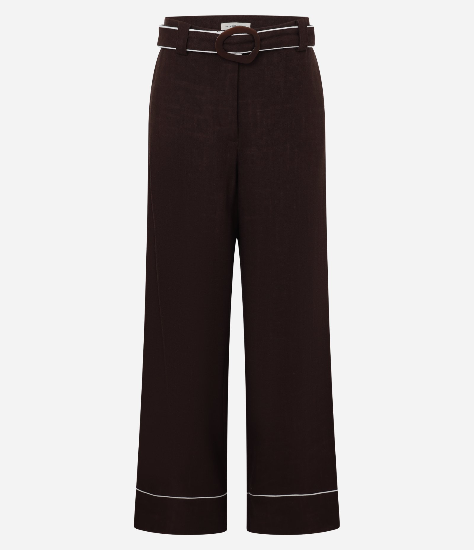 Calça Wide Leg Cintura Alta em Viscolinho com Cinto de Tecido Marrom 7