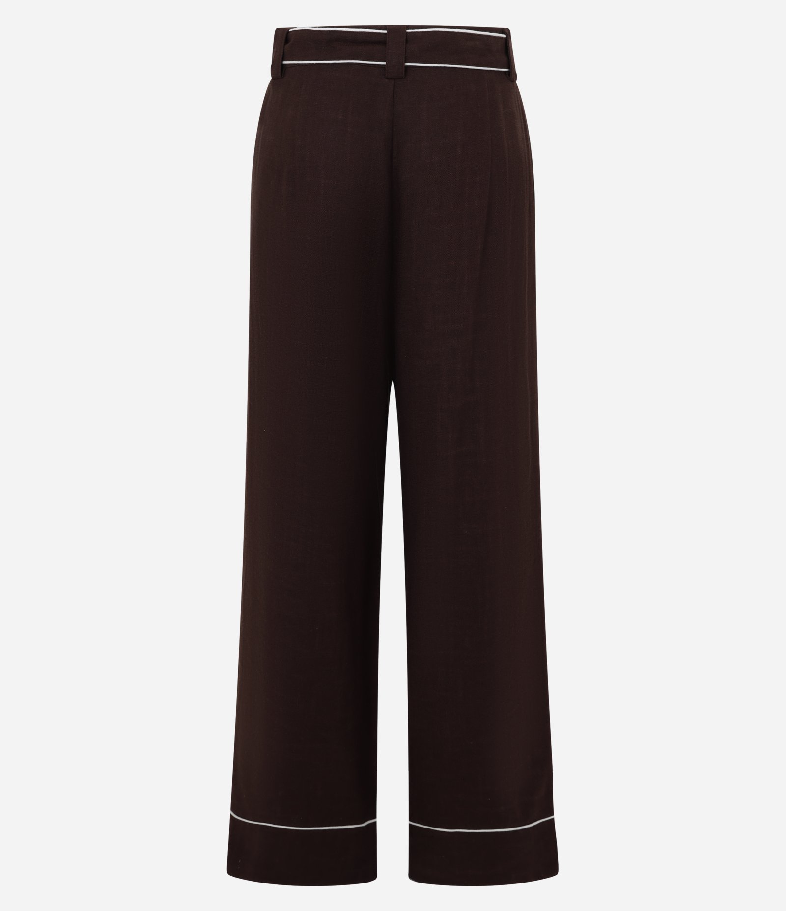 Calça Wide Leg Cintura Alta em Viscolinho com Cinto de Tecido Marrom 8