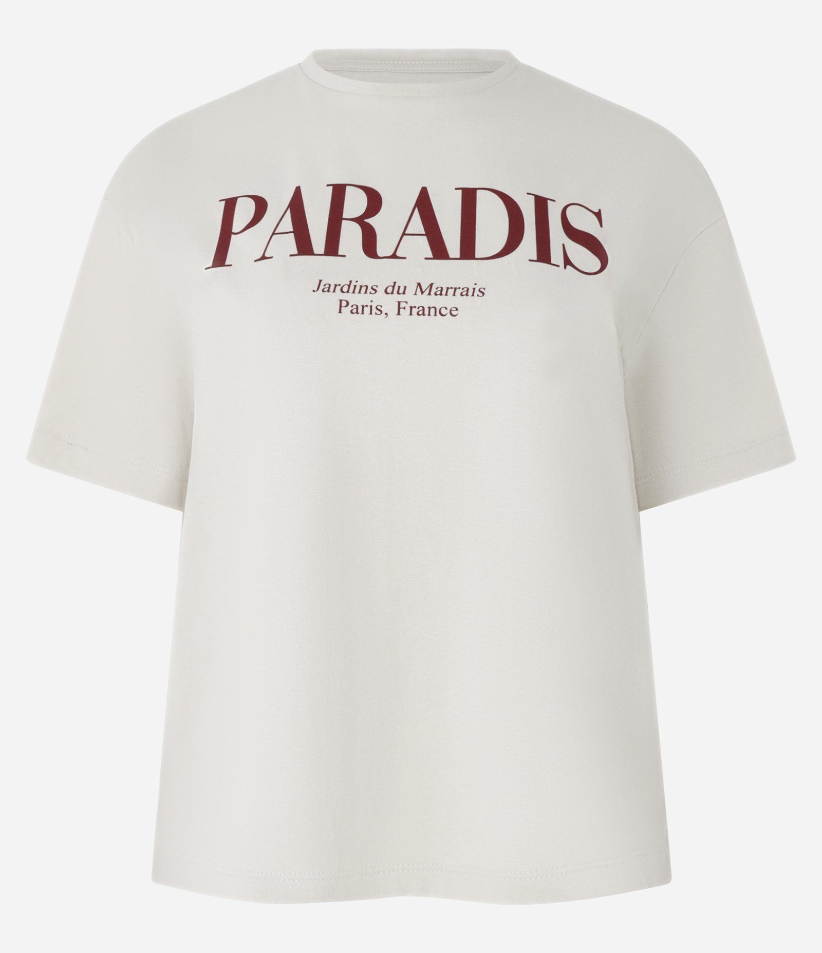 Camiseta em Algodão com Lettering Paradis Bege 5