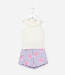 Conjunto Infantil em Ribana com Babadinho na Gola - Tam 1 a 6 Anos