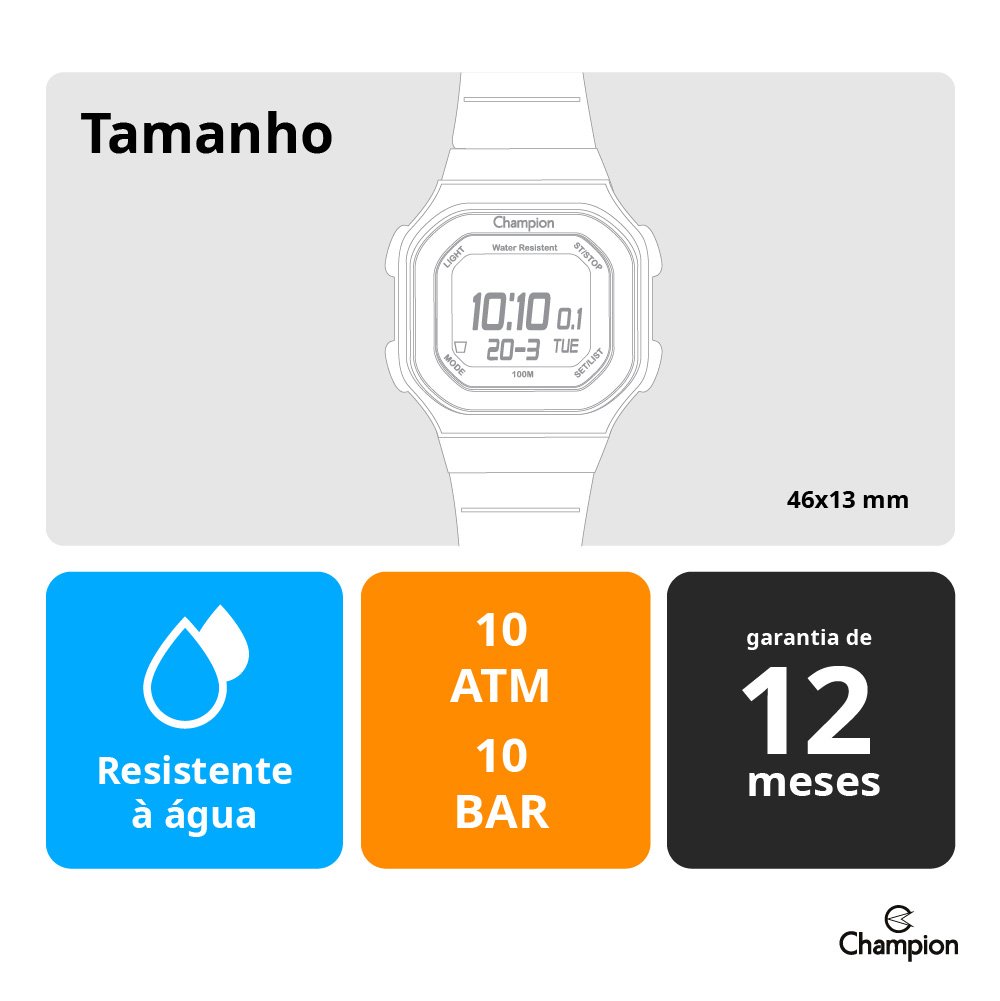 Relógio Champion Yot Digital Vermelho 3