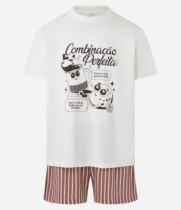 Pijama Curto em Chenille com Estampa Combinação Perfeita