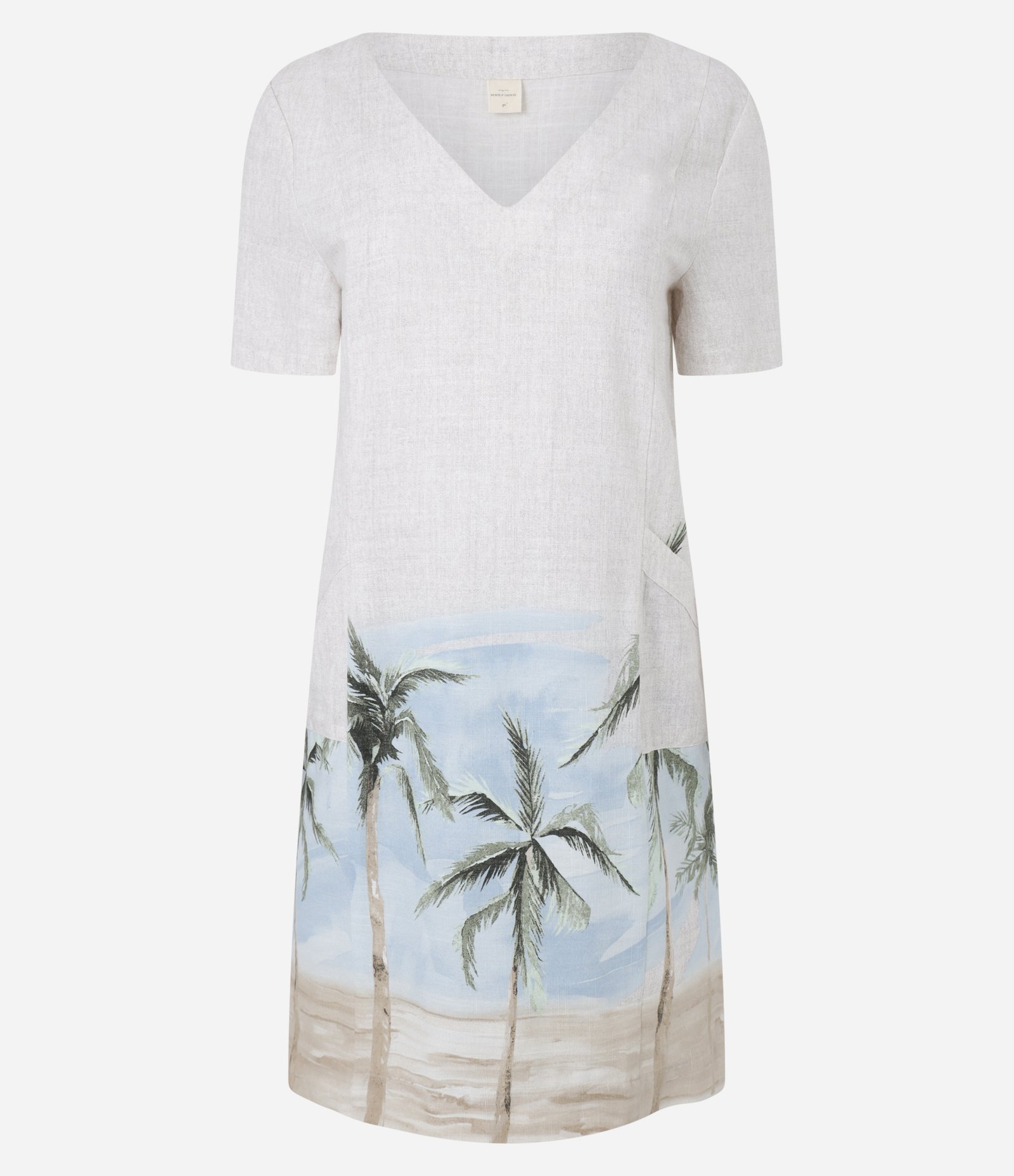 Vestido T-Shirt em Viscolinho com Estampa Paisagem e Coqueiros Off White 5