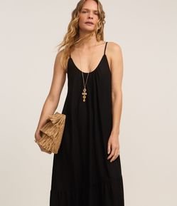 Vestido Midi em Viscolinho com Alças Finas