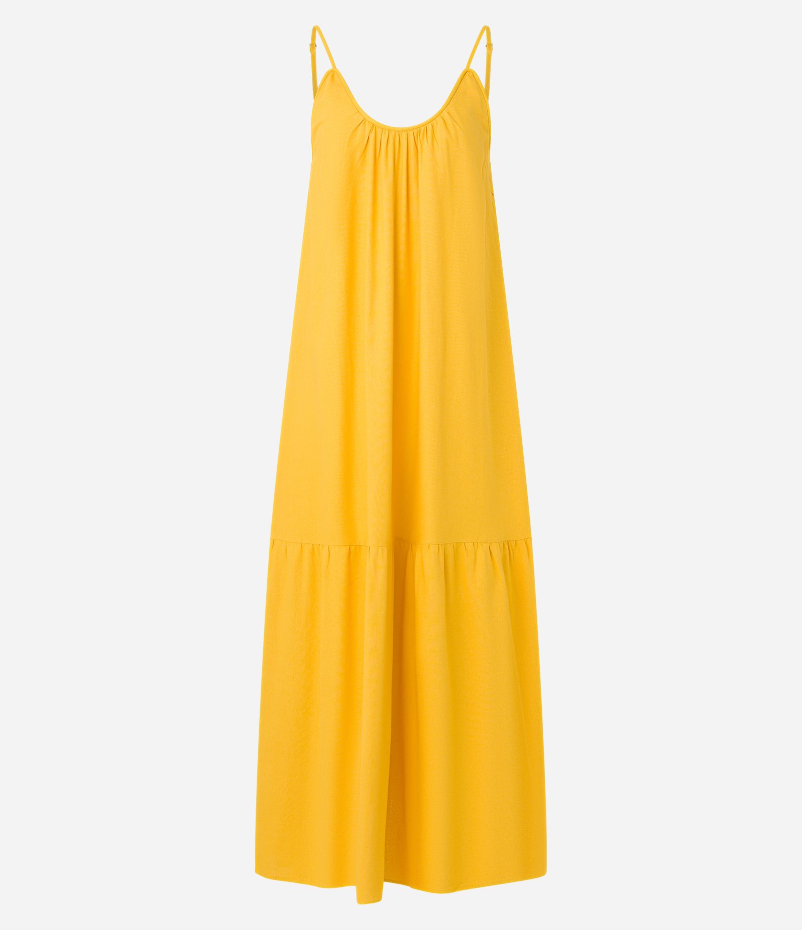 Vestido Midi em Viscolinho com Alças Finas Amarelo 9