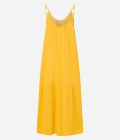 Vestido Midi em Viscolinho com Alças Finas