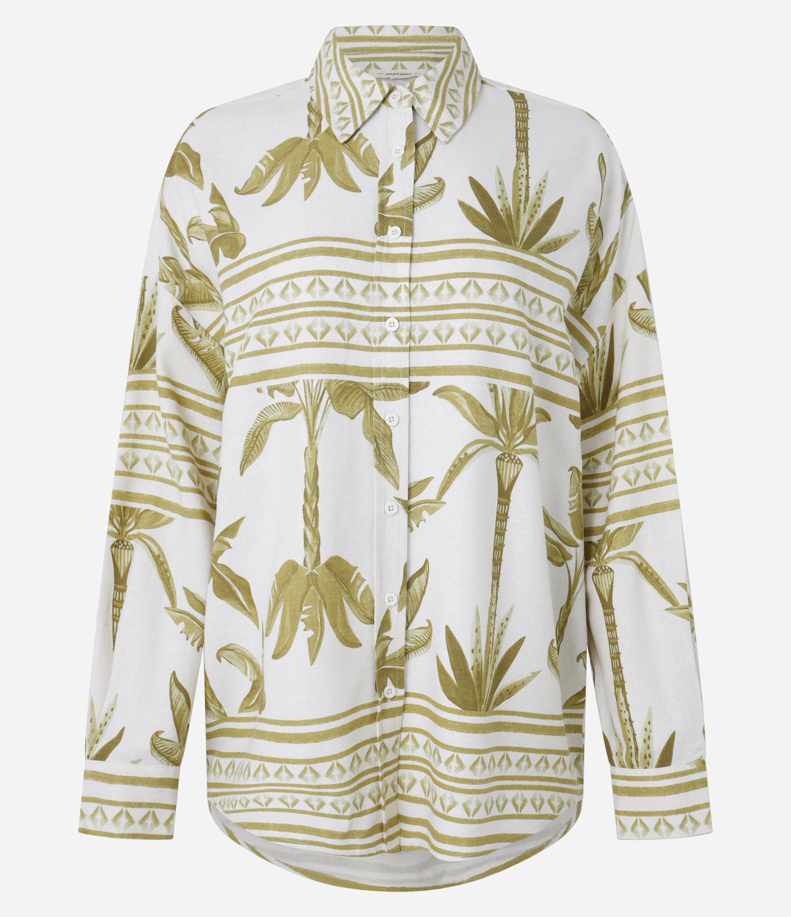 Camisa em Viscolinho com Estampa Étnica Coqueiros Bicolor 6