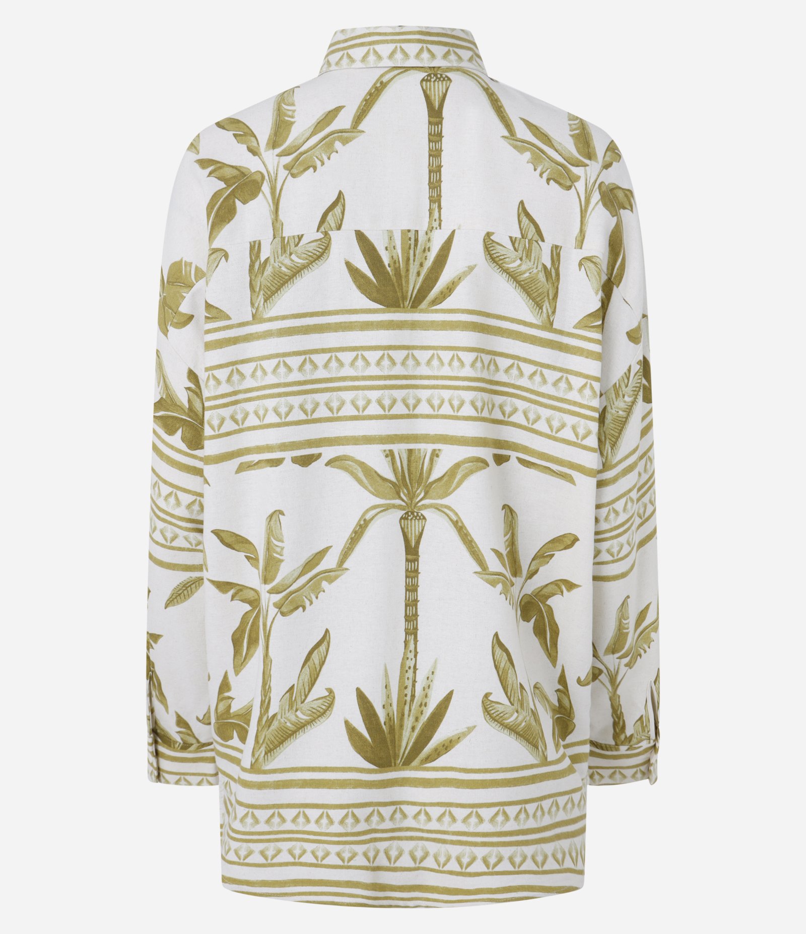 Camisa em Viscolinho com Estampa Étnica Coqueiros Bicolor 7