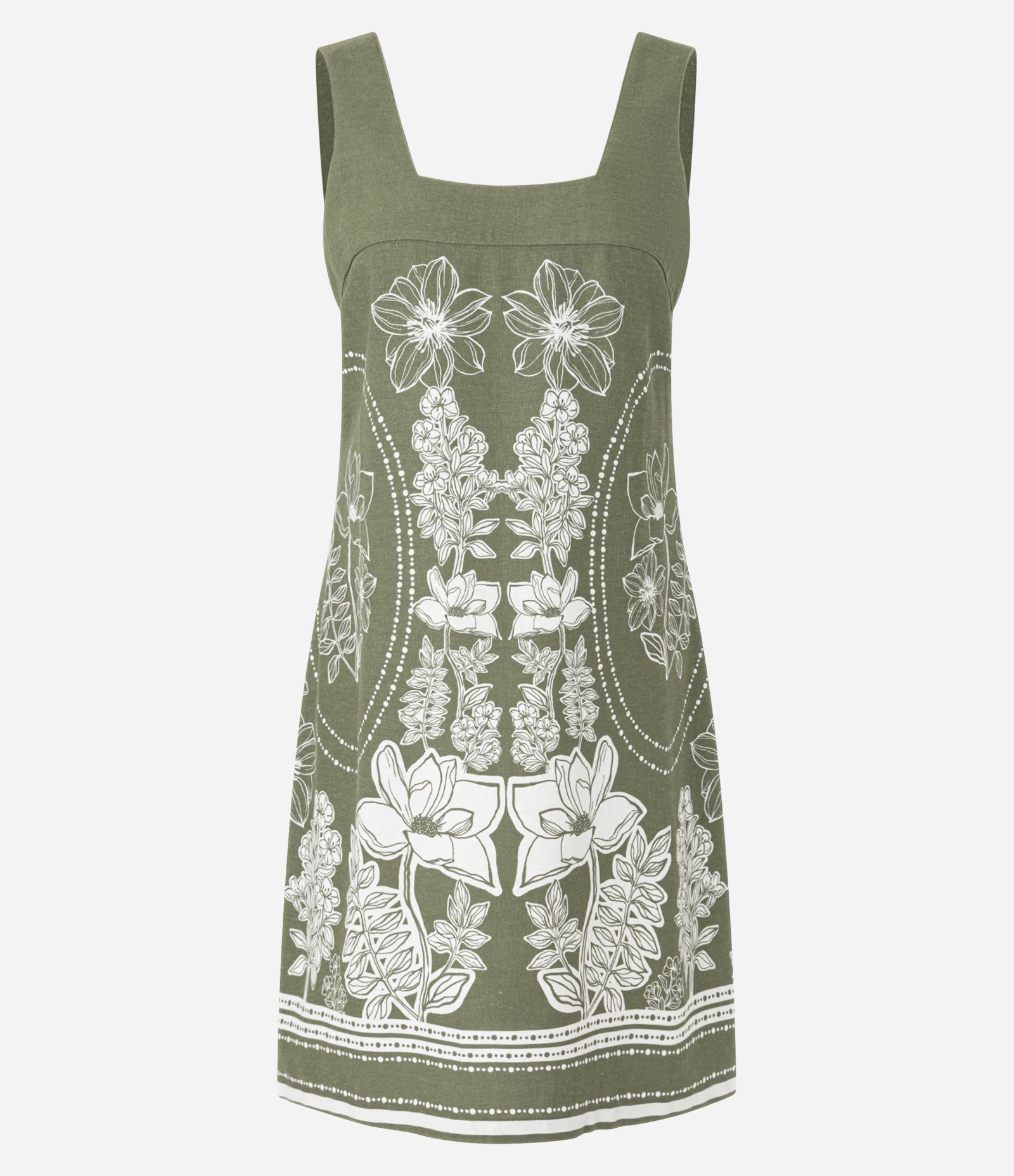 Vestido Curto em Viscolinho com Estampa Floral Verde 5