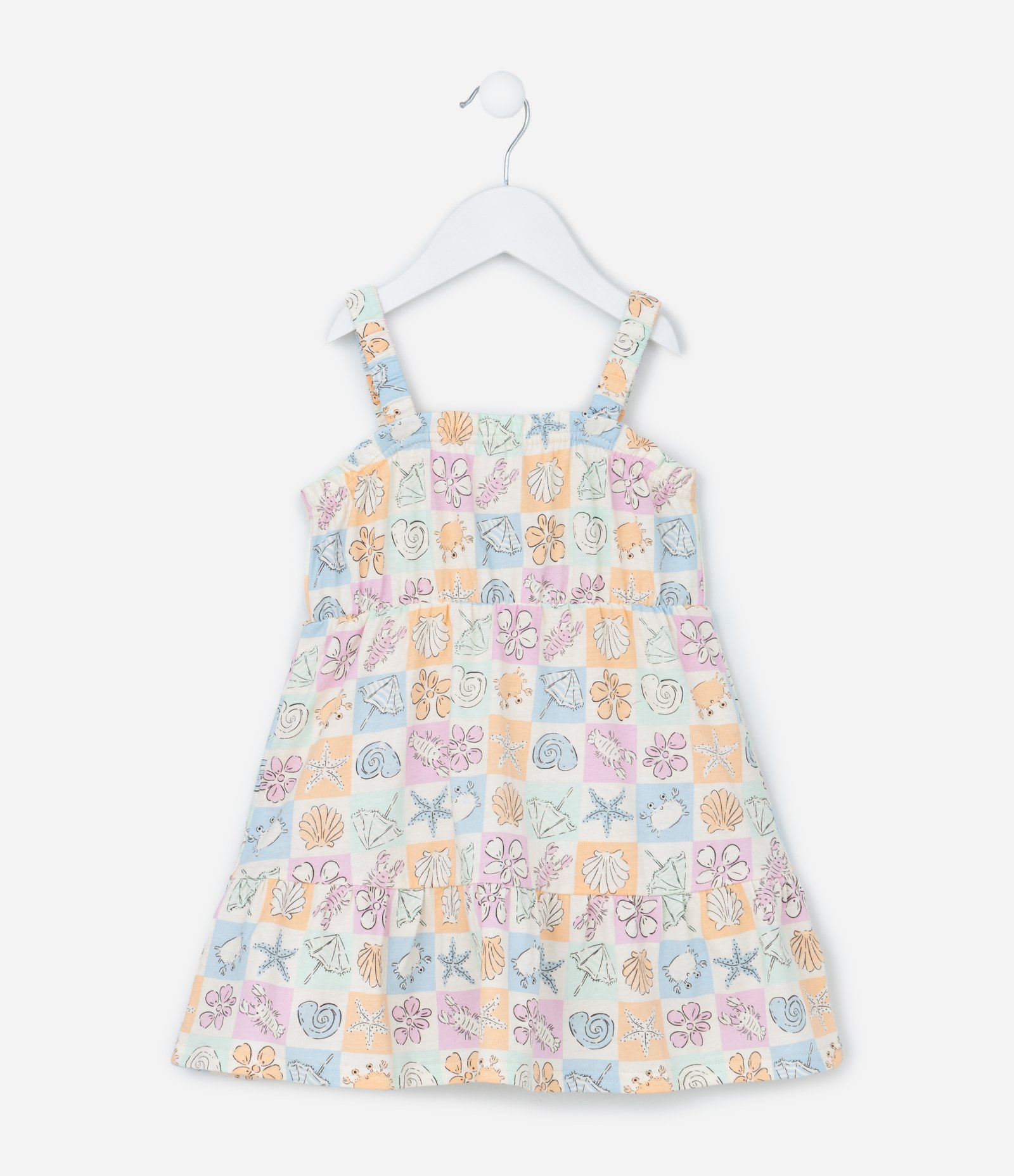 Vestido Infantil com Estampa Tropical - Tam 1 a 6 Anos Bege 2