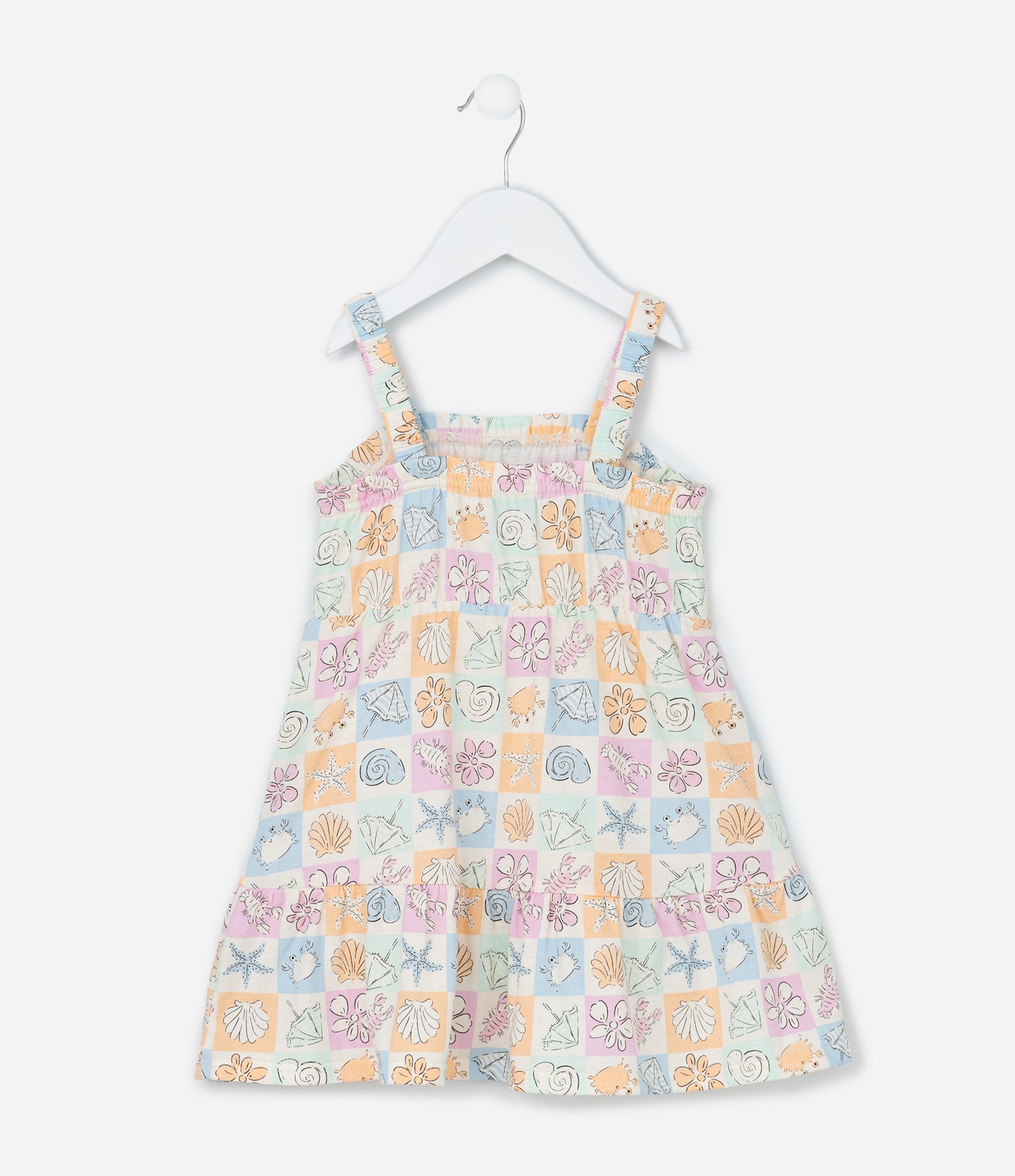 Vestido Infantil com Estampa Tropical - Tam 1 a 6 Anos Bege 3