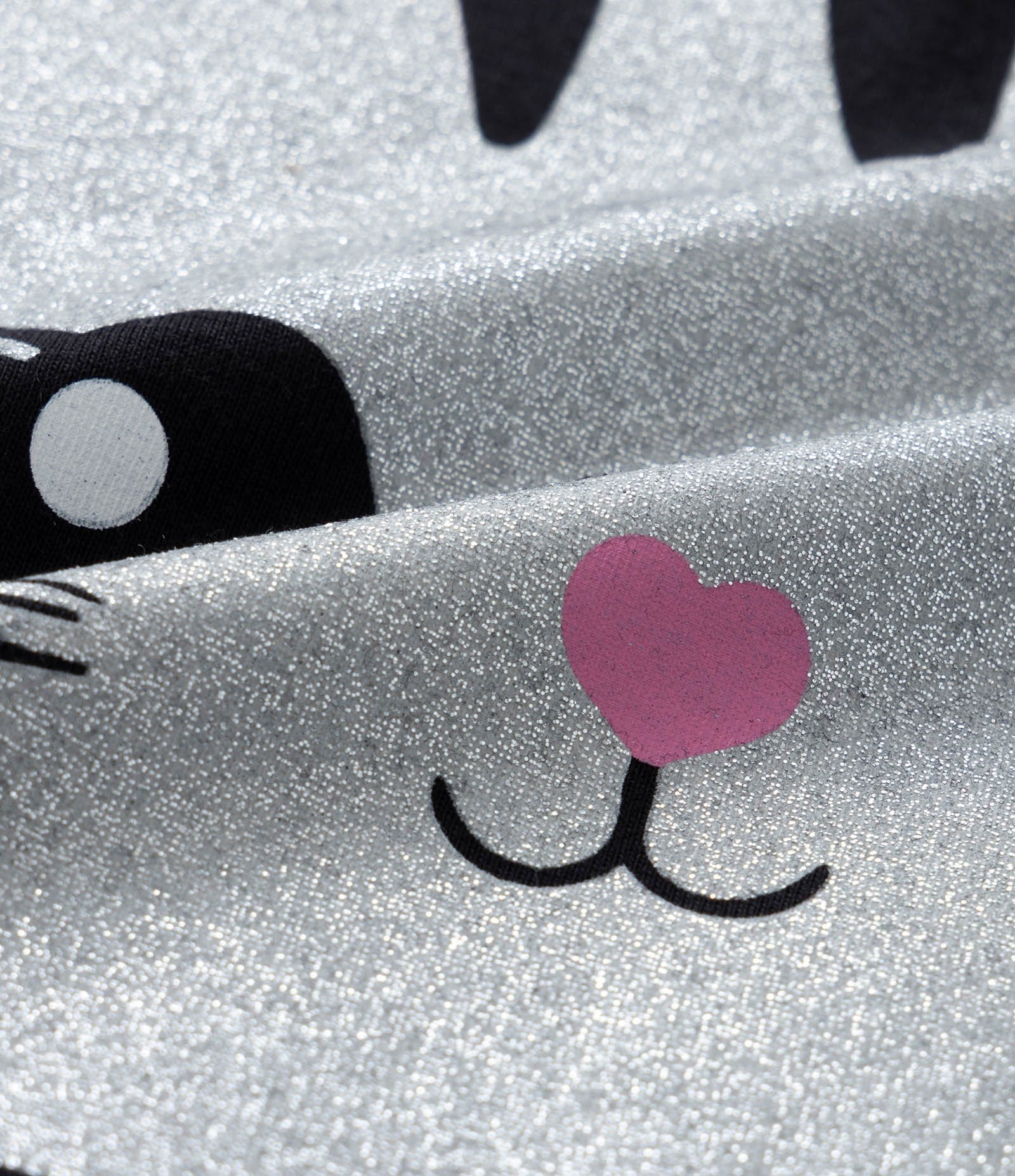 Camiseta Infantil com Estampa Cara de Gatinho - Tam 5 a 14 Anos Preto 3