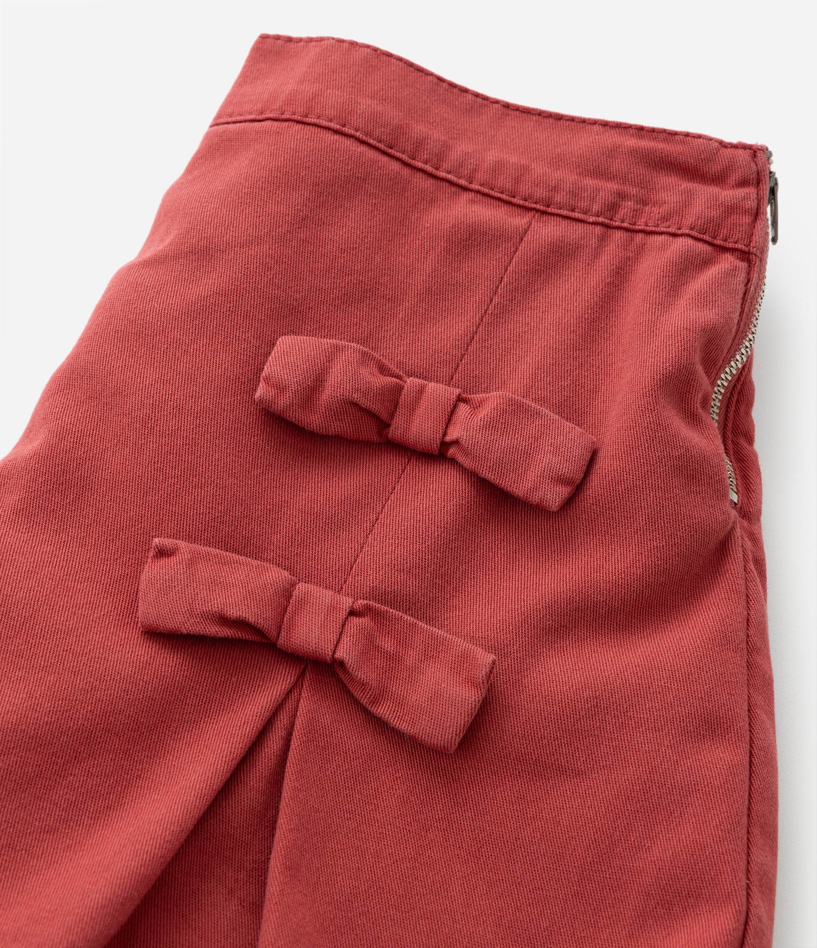 Short Saia Infantil em Sarja com Laços - Tam 5 a 14 Anos Vermelho 4