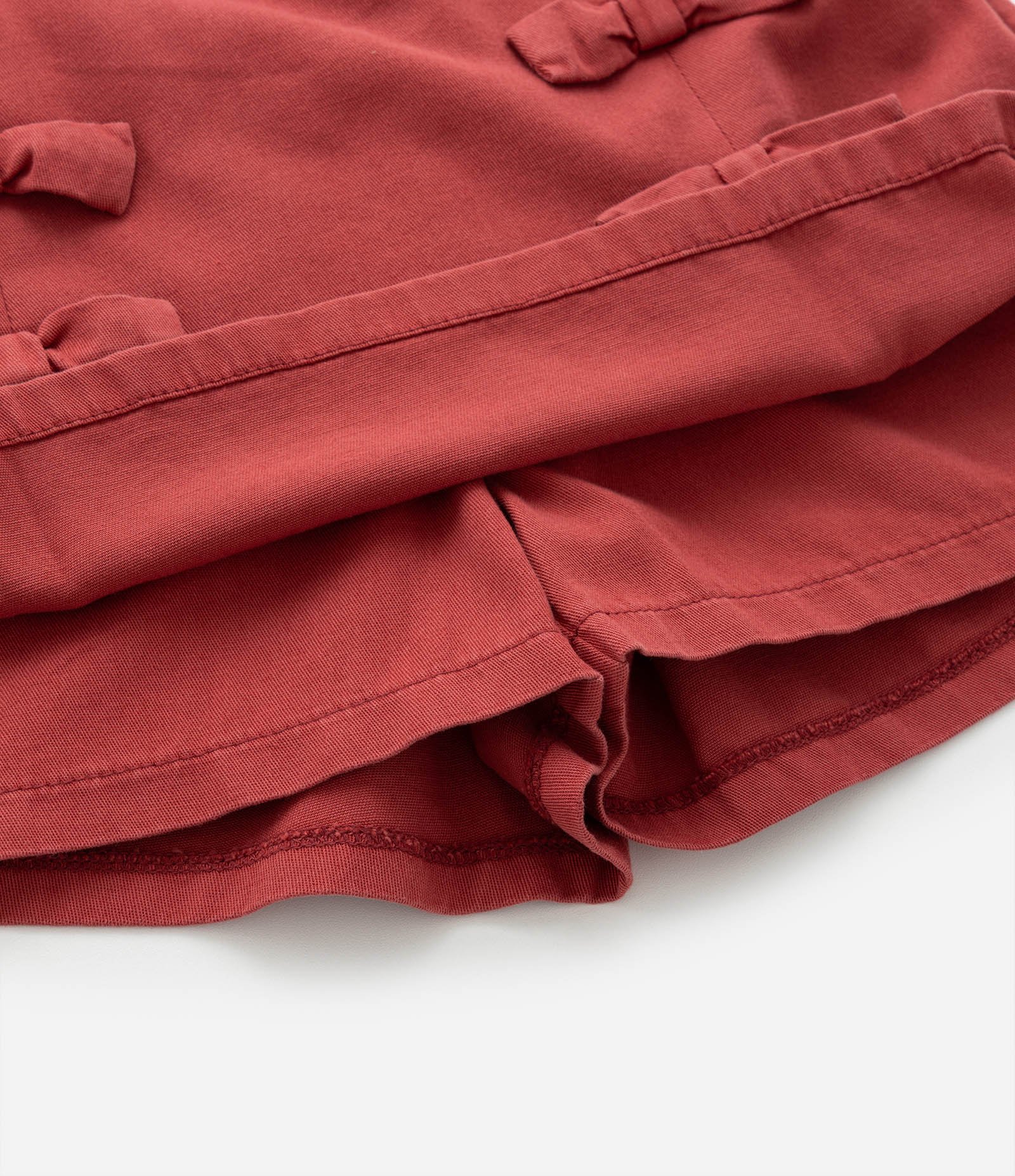 Short Saia Infantil em Sarja com Laços - Tam 5 a 14 Anos Vermelho 6