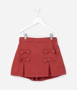 Short Saia Infantil em Sarja com Laços - Tam 5 a 14 Anos