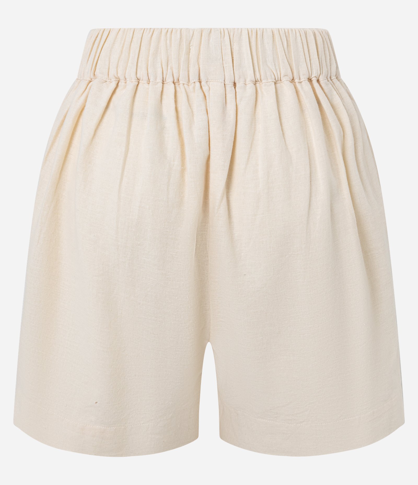 Short em Algodão com Linho e Bordado Lateral Bege 7