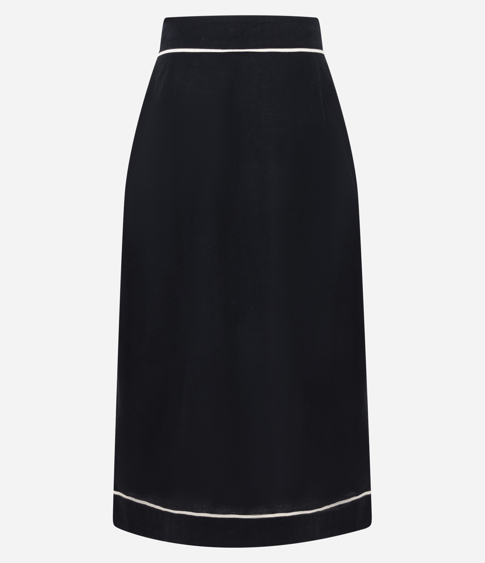 Saia Reta Midi em Cambraia com Tassels e Viés Contrastante Preto 7
