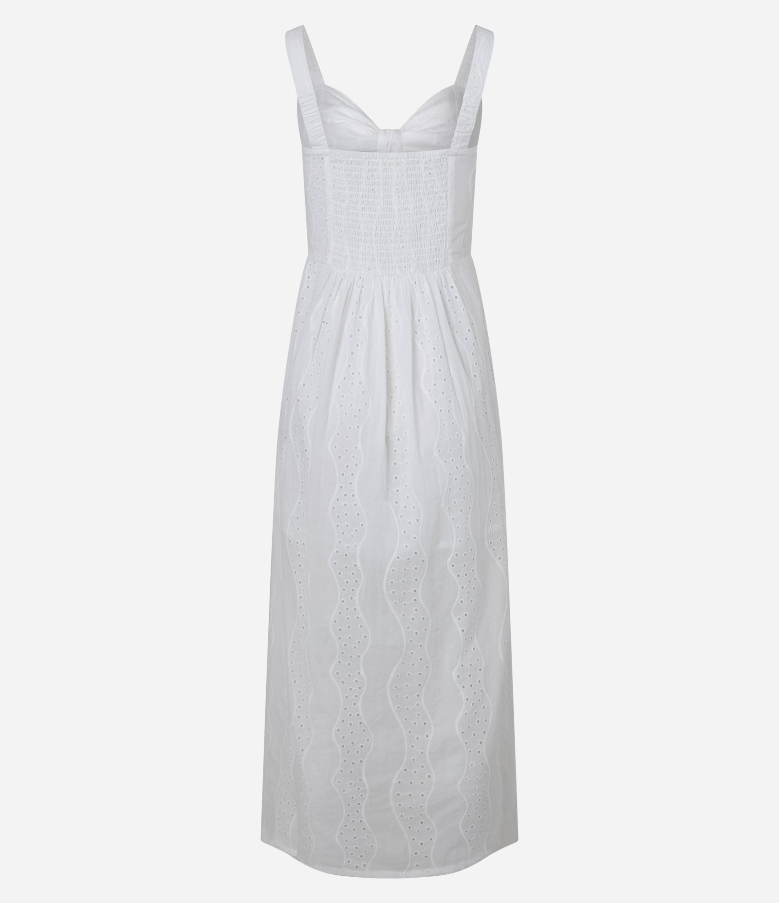 Vestido Evasê Longo em Laise com Laço no Decote Branco 9