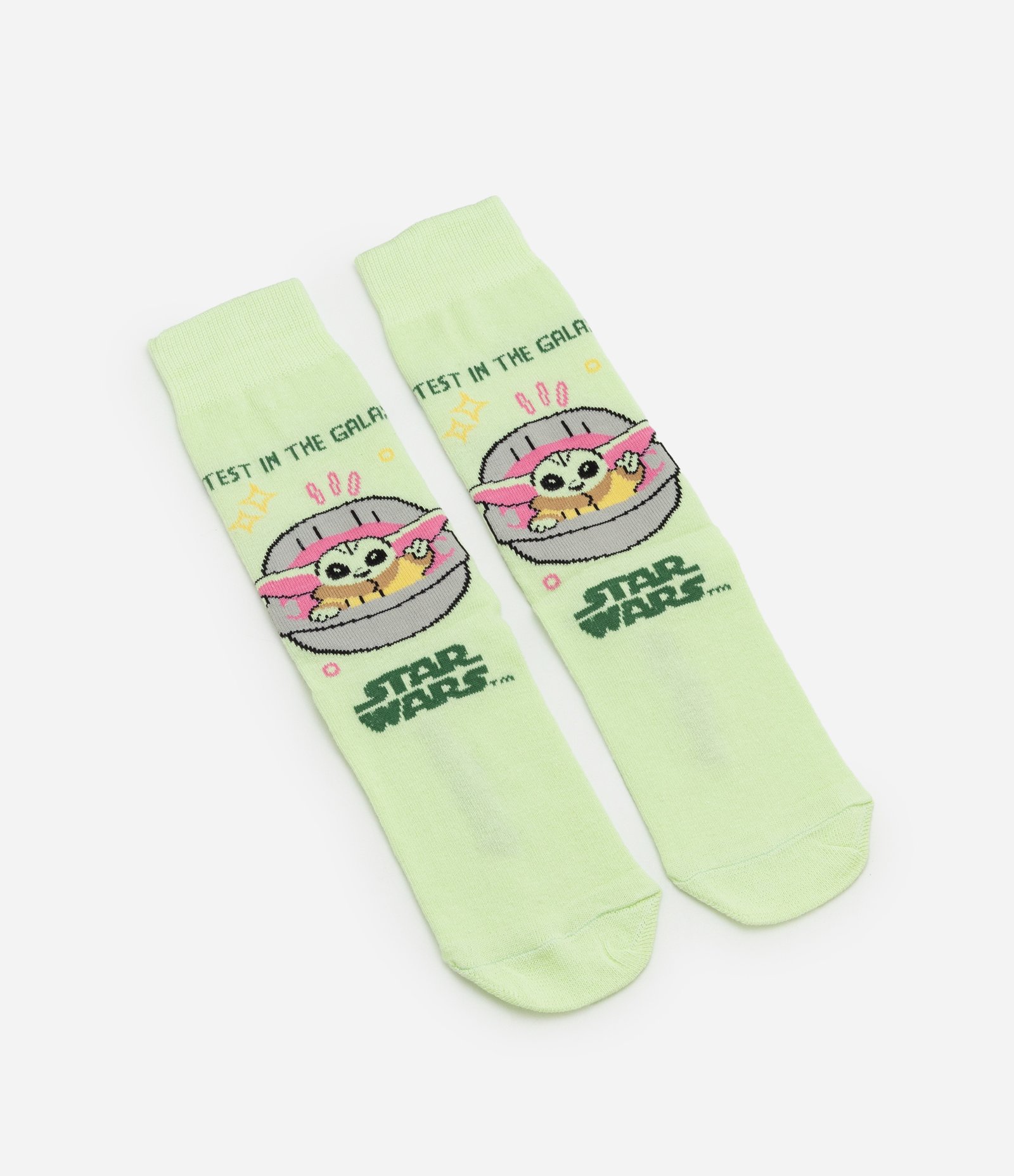 Meia Cano Alto em Algodão com Estampa Baby Yoda Verde 4