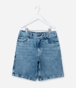 Bermuda Reta Infantil em Jeans com Cós Elástico - Tam 5 a 14 anos