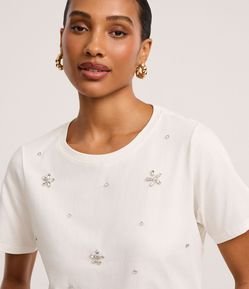 Blusa em Algodão com Flores de Strass