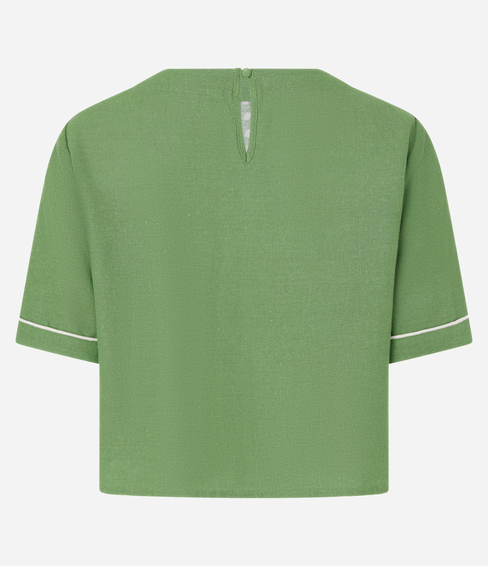 Blusa Curta em Viscolinho com Estampa de Folhagem Verde 7