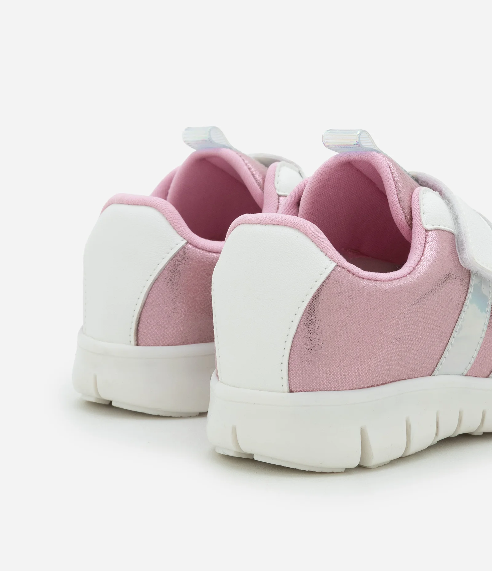 Tênis Infantil com Velcro e Recortes Holográficos - Tam 20 a 27 Rosa/Branco 2