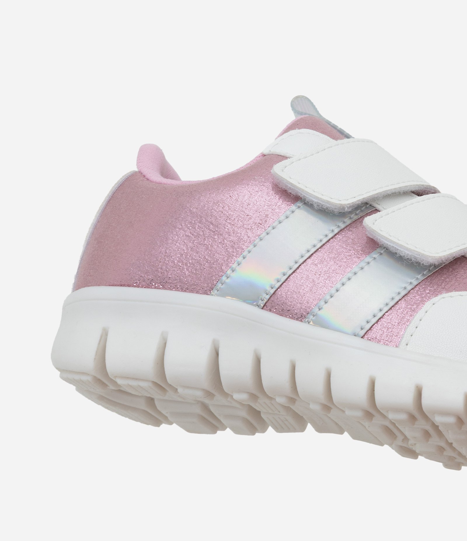 Tênis Infantil com Velcro e Recortes Holográficos - Tam 20 a 27 Rosa/Branco 4