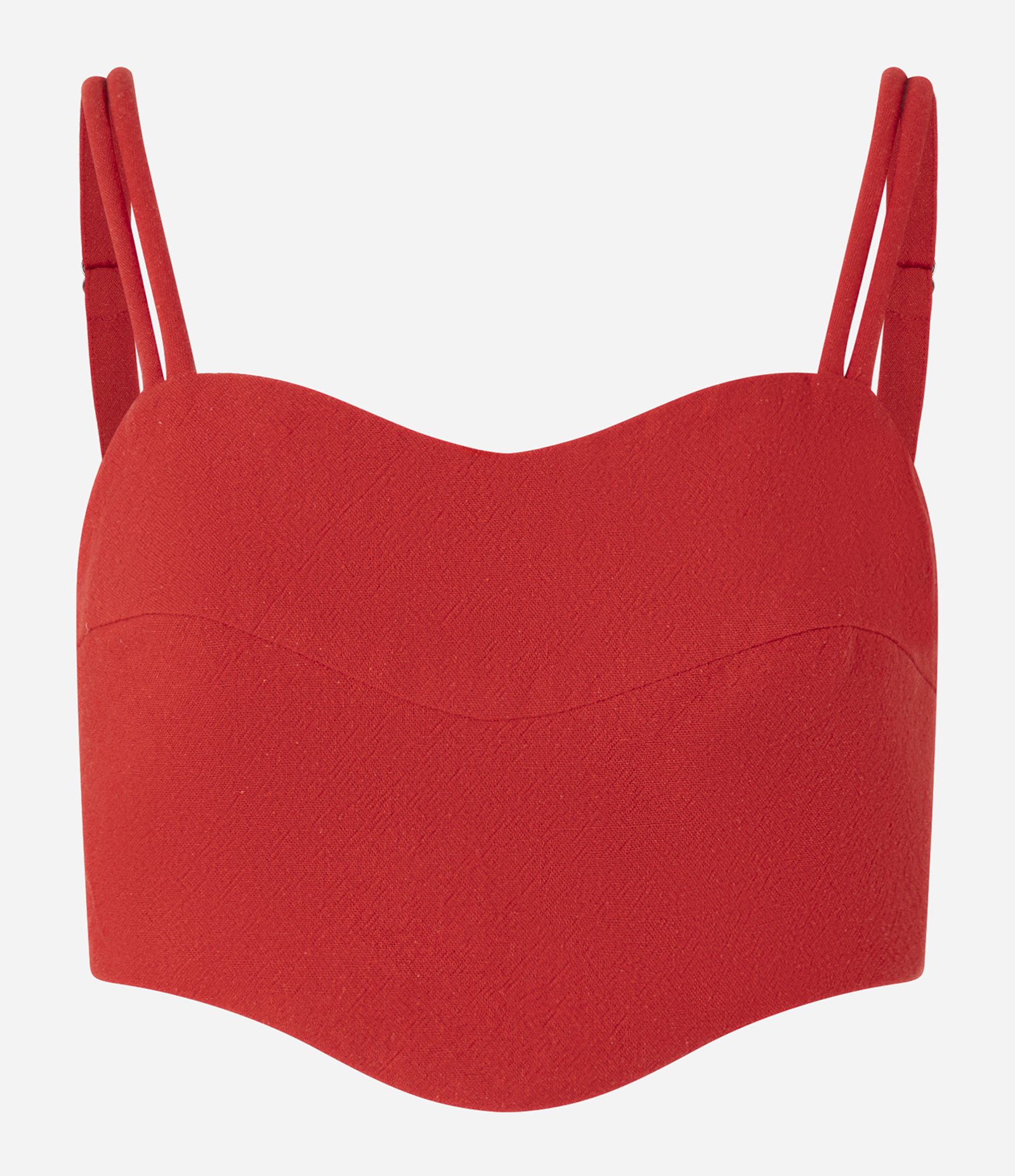 Blusa Cropped em Viscolinho com Alça Dupla e Decote Coração Vermelho 4