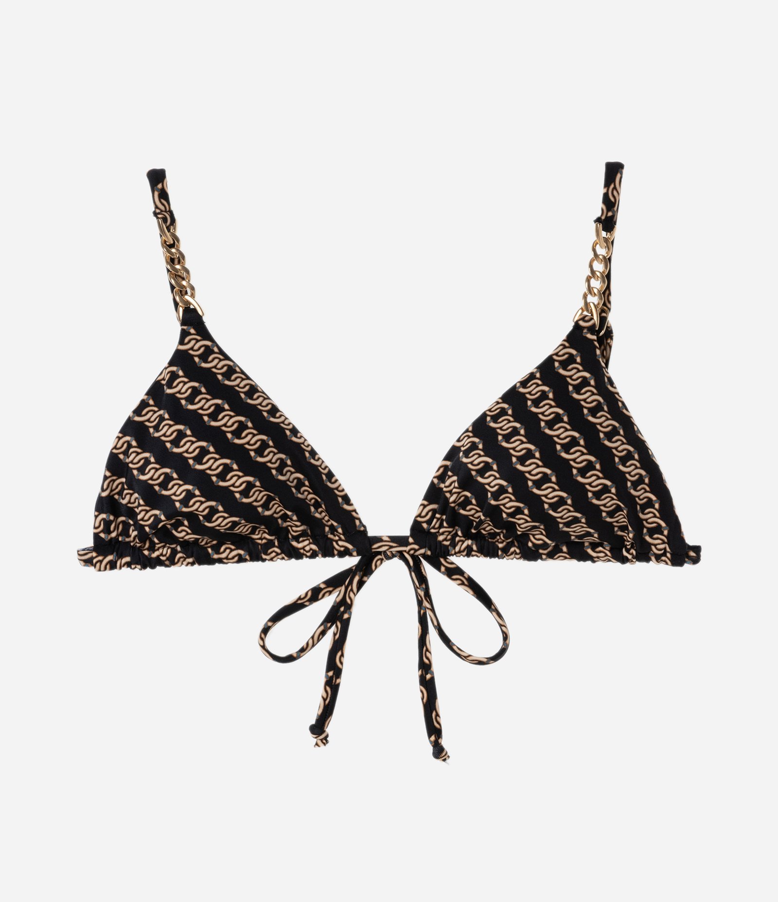 Biquíni Top Cortininha em Microfibra com Estampa de Correntes e Aviamentos Preto 5