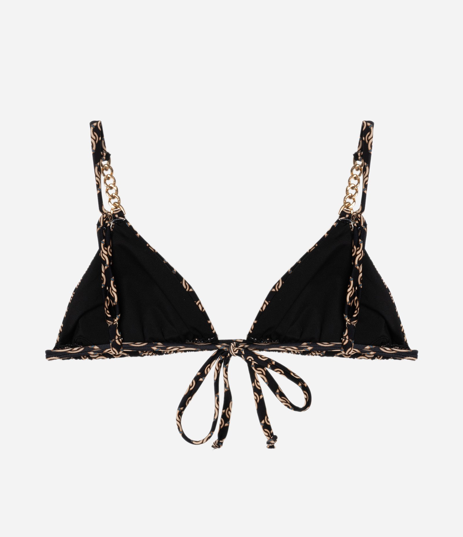 Biquíni Top Cortininha em Microfibra com Estampa de Correntes e Aviamentos Preto 6