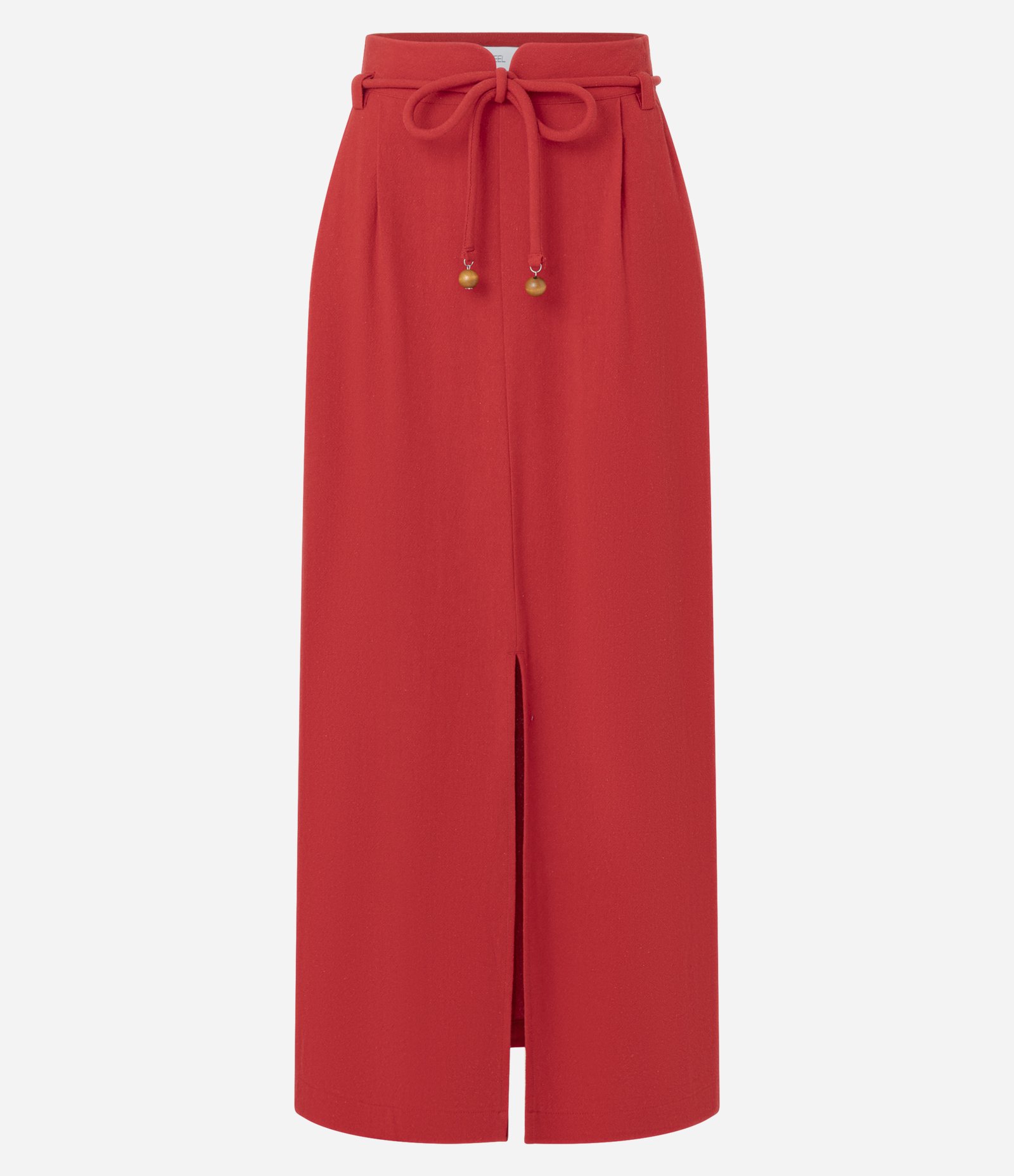 Saia Longa em Viscolinho com Cinto Encapado Vermelho 5