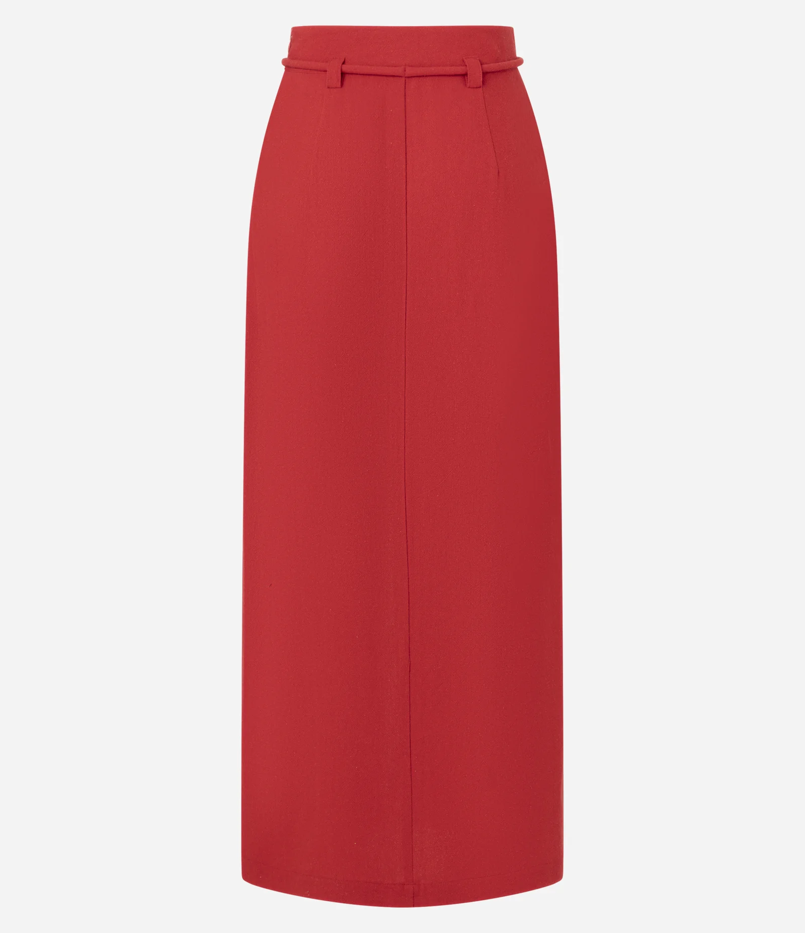Saia Longa em Viscolinho com Cinto Encapado Vermelho 6