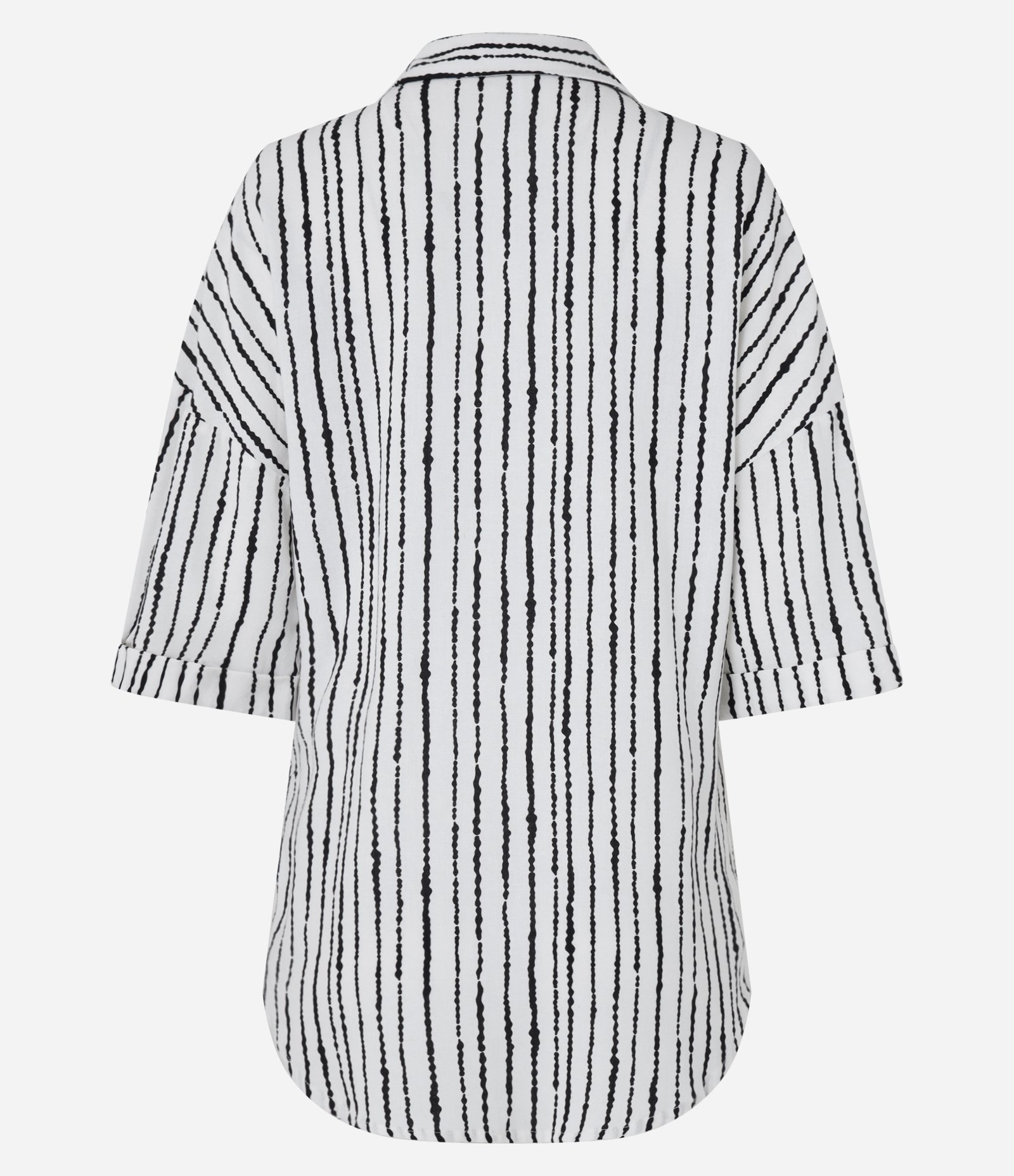 Saída de Praia Camisa em Viscolinho com Listras Branco/Preto 7