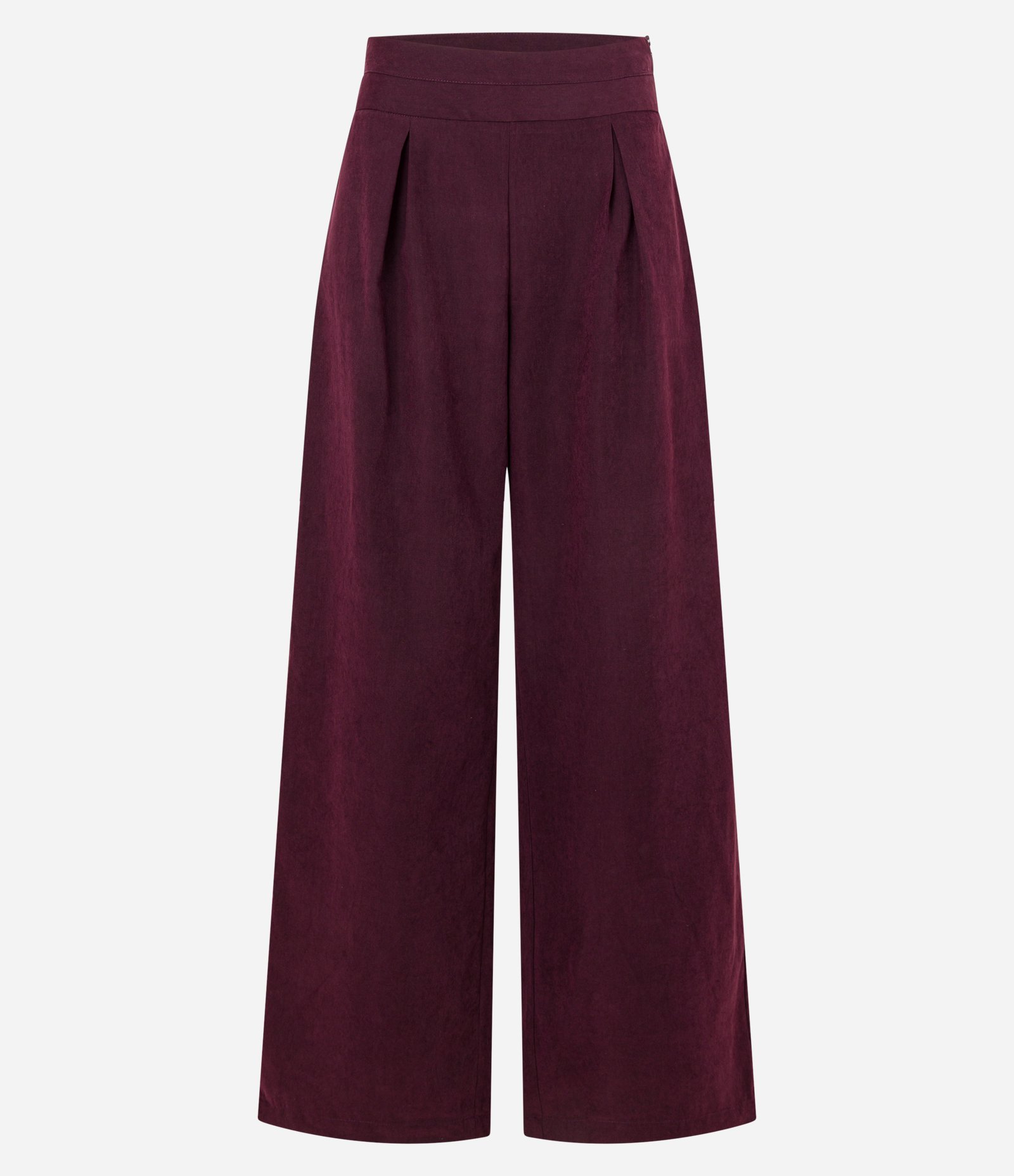 Calça Pantalona em Cupro com Pregas Vinho 7