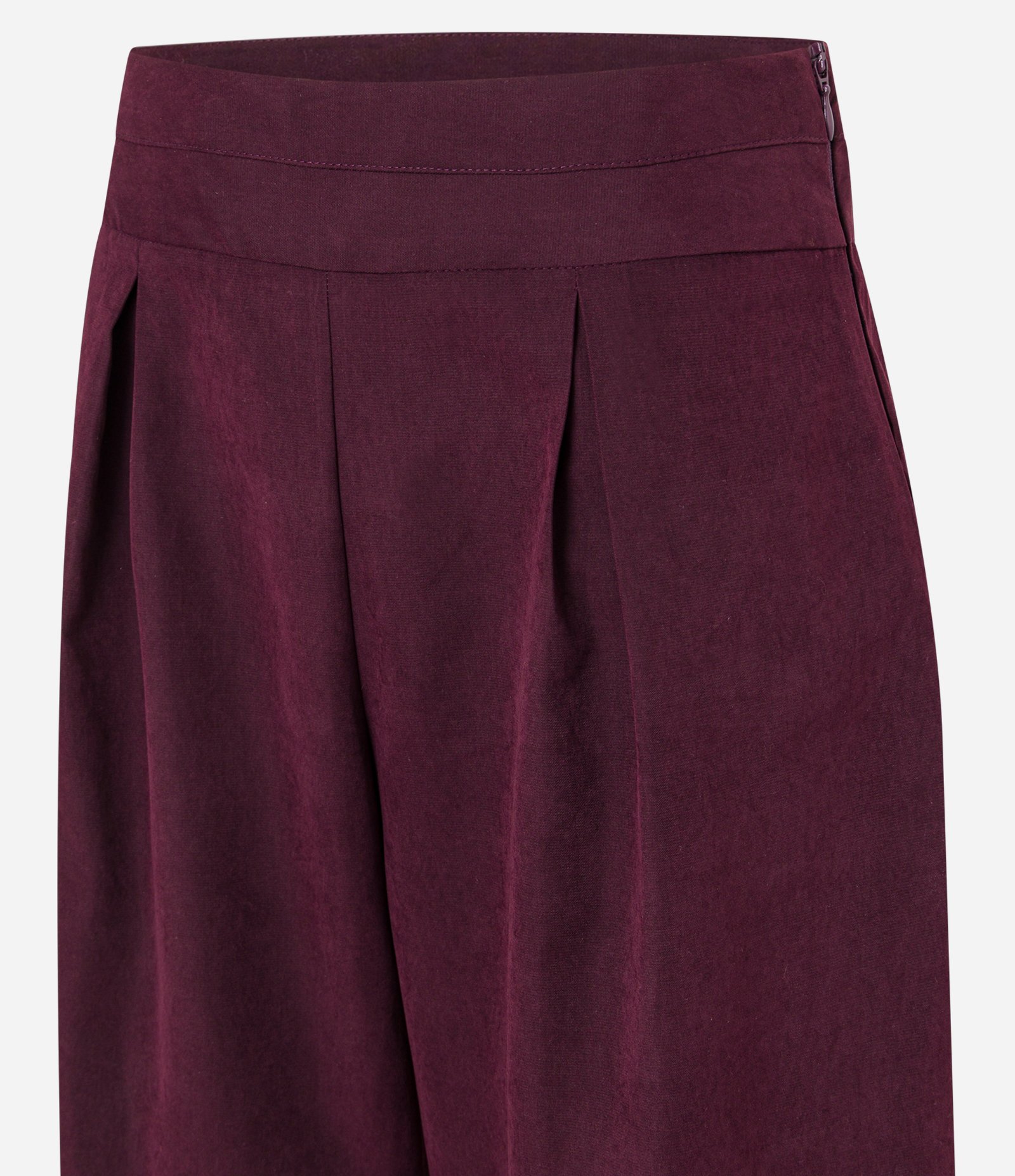 Calça Pantalona em Cupro com Pregas Vinho 8