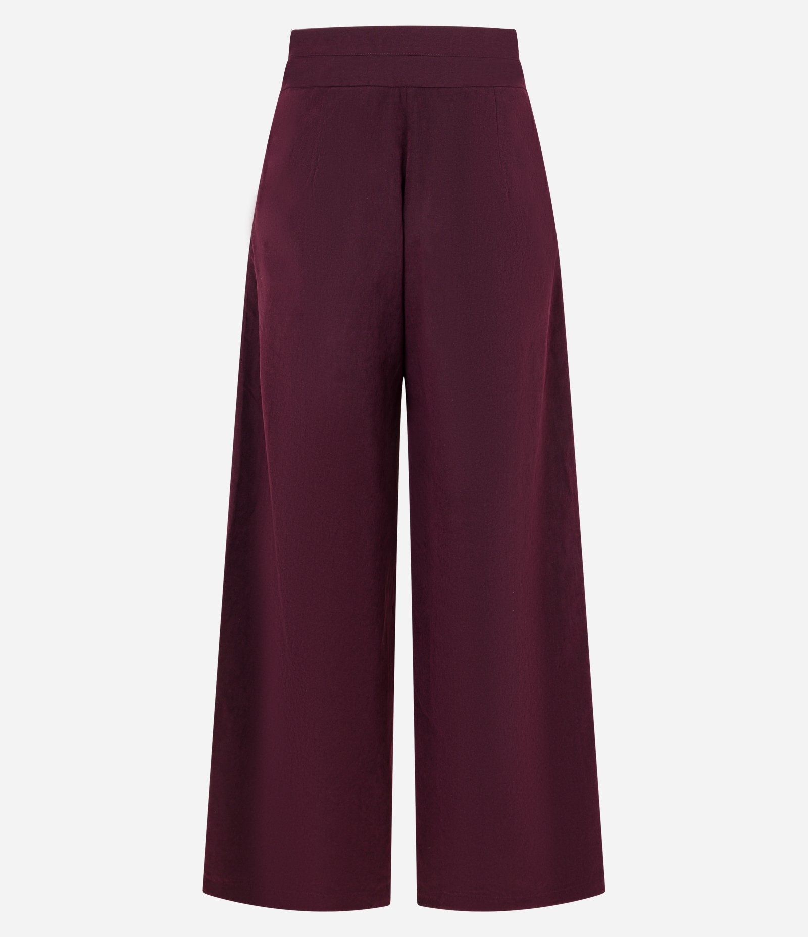 Calça Pantalona em Cupro com Pregas Vinho 9