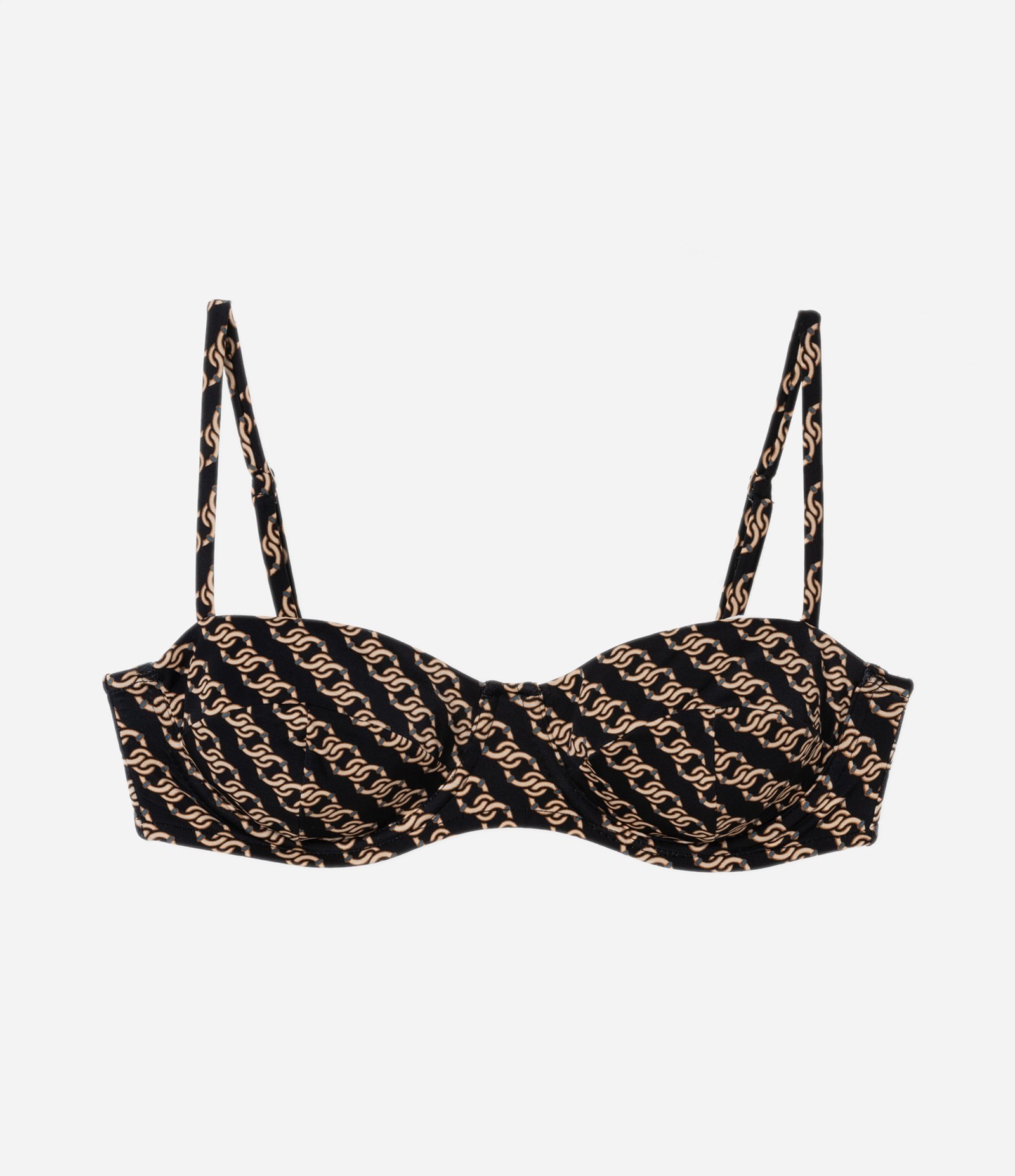 Biquíni Top Meia Taça em Microfibra com Estampa de Correntes Preto 4