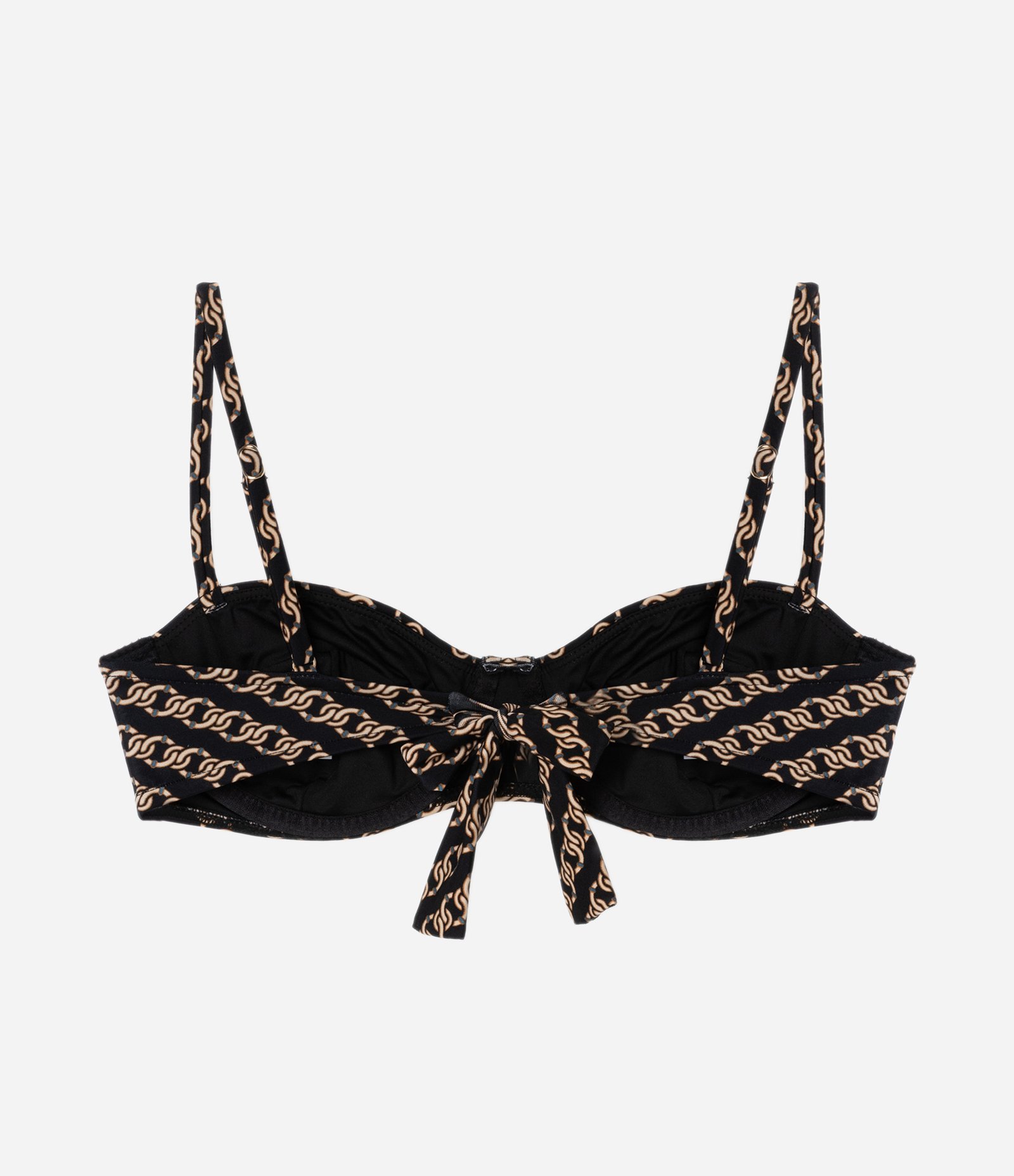 Biquíni Top Meia Taça em Microfibra com Estampa de Correntes Preto 5