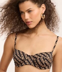 Biquíni Top Meia Taça em Microfibra com Estampa de Correntes